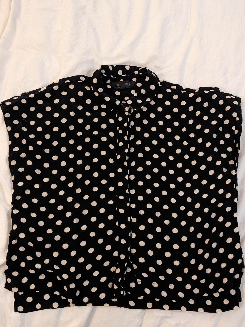 Topshop PETITE Black and White Polka Dot Blouse